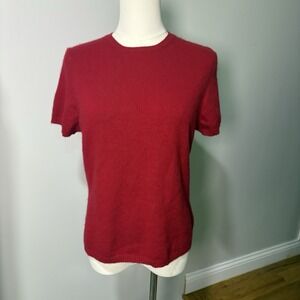Valerie Stevens 100% Cashmere Red Women's Short Sleeve Top Blouse Sz Large P